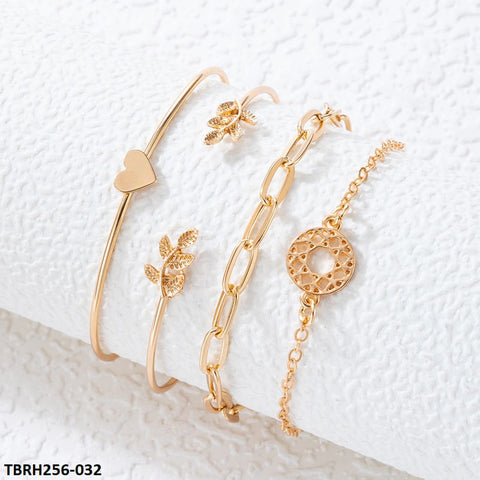 TBRH256 YYE Leaf/Heart/Curb Chain 4 Hand Bracelet - TBRH