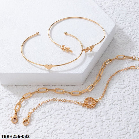 TBRH256 YYE Leaf/Heart/Curb Chain 4 Hand Bracelet - TBRH