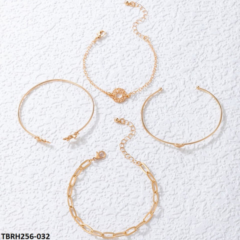 TBRH256 YYE Leaf/Heart/Curb Chain 4 Hand Bracelet - TBRH