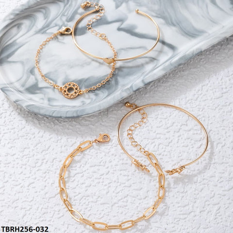 TBRH256 YYE Leaf/Heart/Curb Chain 4 Hand Bracelet - TBRH