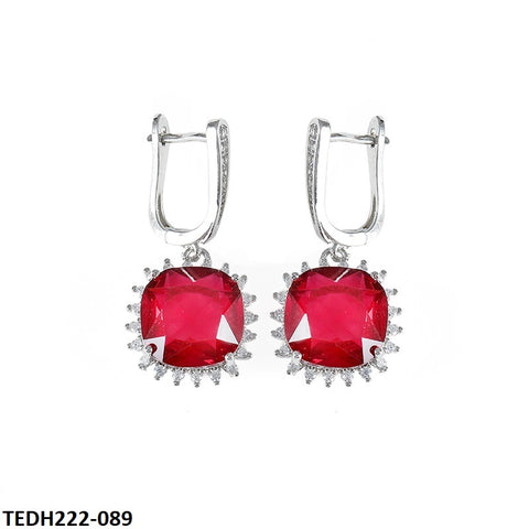 TEDH222 KRL Cushion Teardrop Earring Pair - TEDH
