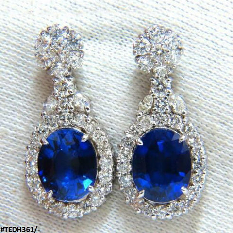 TEDH361 CSH Oval Cushion Drop Earrings Pair - TEDH