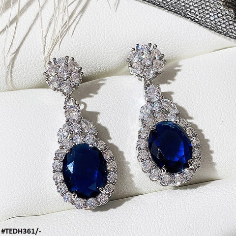 TEDH361 CSH Oval Cushion Drop Earrings Pair - TEDH