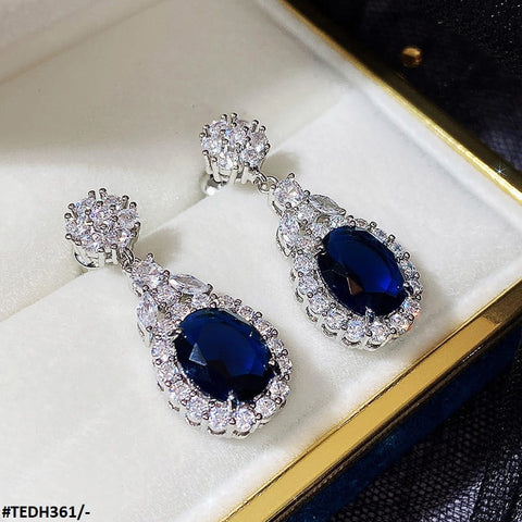 TEDH361 CSH Oval Cushion Drop Earrings Pair - TEDH