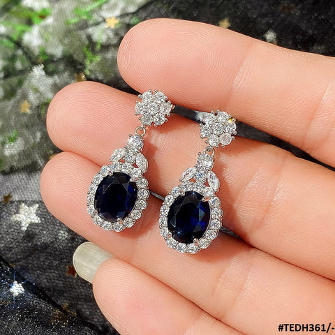 TEDH361 CSH Oval Cushion Drop Earrings Pair - TEDH