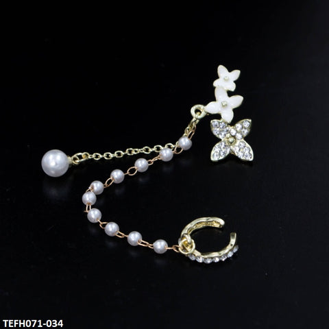 TEFH071 SYB Flower Pearl Ear Cuff - TEFH