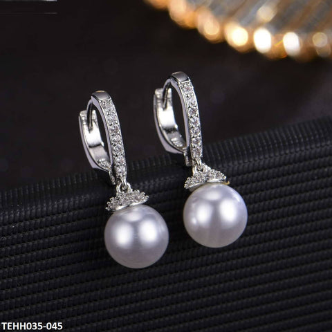 TEHH035 KRL Pearl Drop Hoops Pair - TEHH