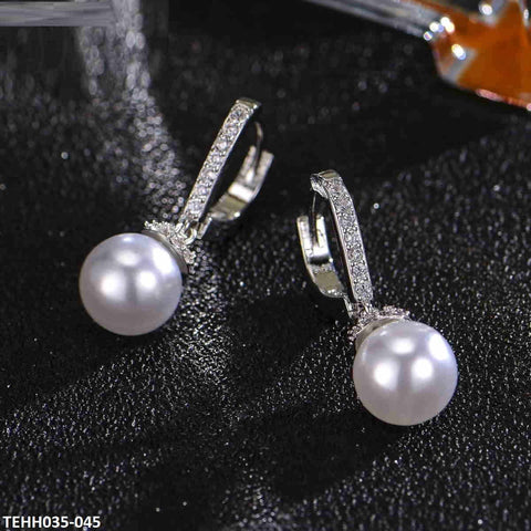 TEHH035 KRL Pearl Drop Hoops Pair - TEHH