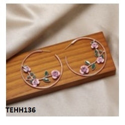 TEHH136 LSH Rose Ear Hoops Pair - TEHH