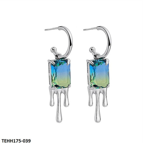 TEHH175 SYB Cushion Blood Rising Drop Earrings Pair - TEHH