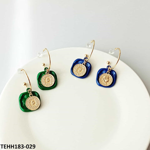 TEHH183 AMY Square Coin Ear Hoops Pair - TEHH