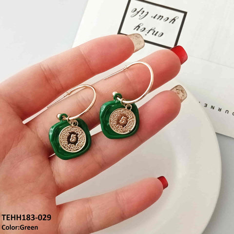 TEHH183 AMY Square Coin Ear Hoops Pair - TEHH