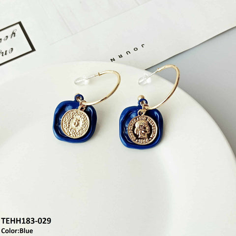 TEHH183 AMY Square Coin Ear Hoops Pair - TEHH