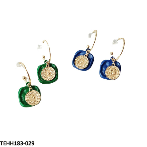 TEHH183 AMY Square Coin Ear Hoops Pair - TEHH