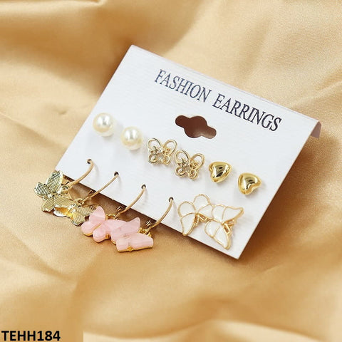 TEHH184 LSH 6 Butterfly Heart Ear Hoops Pair - TEHH
