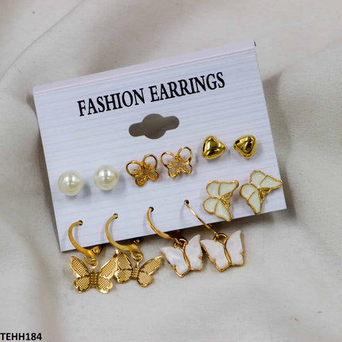 TEHH184 LSH 6 Butterfly Heart Ear Hoops Pair - TEHH