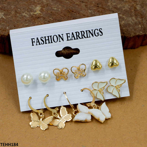 TEHH184 LSH 6 Butterfly Heart Ear Hoops Pair - TEHH