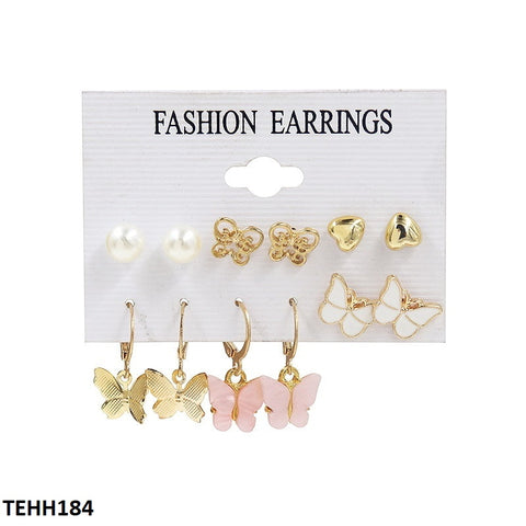 TEHH184 LSH 6 Butterfly Heart Ear Hoops Pair - TEHH