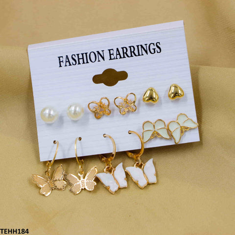 TEHH184 LSH 6 Butterfly Heart Ear Hoops Pair - TEHH