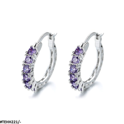 TEHH221 SZL Purple Ear Hoops Pair - TEHH
