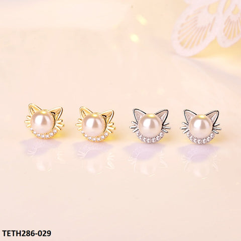 TETH286 GWH Zircon Kitty Pearl Tops Pair - TETH