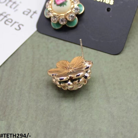 TETH294 SKM Painted Flower Stud Ear Tops Pair - TETH