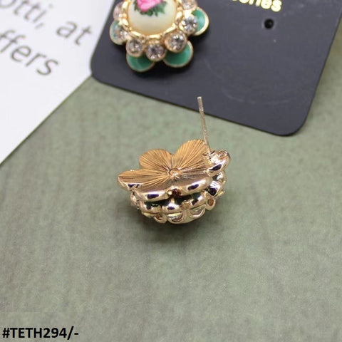 TETH294 SKM Painted Flower Stud Ear Tops Pair - TETH