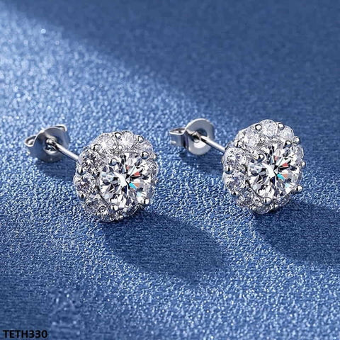 TETH330 BLX Round Sterling Stud Tops Pair - TETH