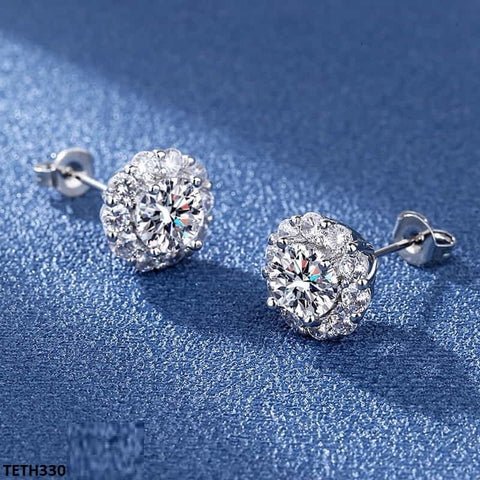 TETH330 BLX Round Sterling Stud Tops Pair - TETH