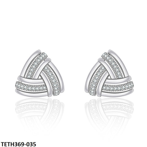 TETH369 HNJ Step Triangle Sterling Ear Tops Pair - TETH