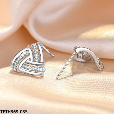 TETH369 HNJ Step Triangle Sterling Ear Tops Pair - TETH