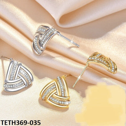 TETH369 HNJ Step Triangle Sterling Ear Tops Pair - TETH