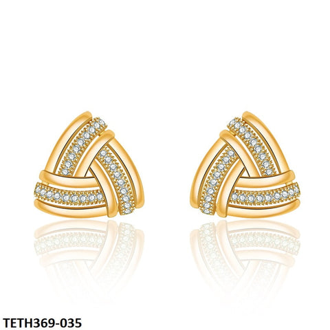 TETH369 HNJ Step Triangle Sterling Ear Tops Pair - TETH