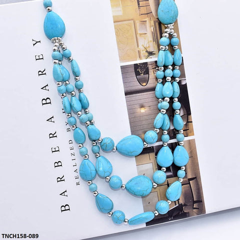 TNCH158 MHJ  Layer Faroza Beads Necklace - TNCH