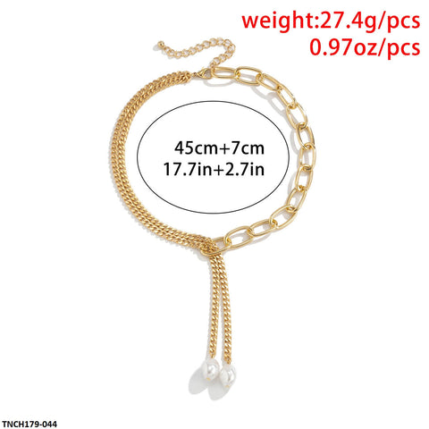 TNCH179 WNG Oval/Flat Curb Chain Necklace - TNCH