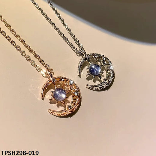 Stay on-trend with the TPSH298 XST Moon/Aqua Curb Chain Pendant from TJ Wholesale Pakistan. This fashion accessory is crafted with artificial jewelry to add a touch of elegance to any outfit. Upgrade your jewelry collection with this stylish piece.