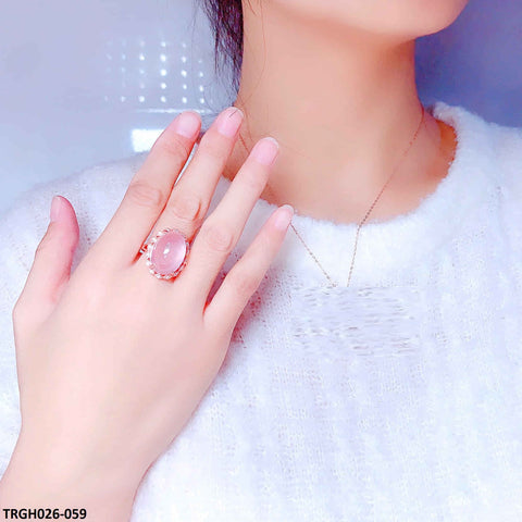 TRGH026 KRL Pink Oval Cathedral Adjustable Ring - TRGH
