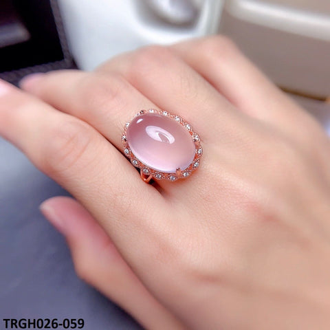 TRGH026 KRL Pink Oval Cathedral Adjustable Ring - TRGH