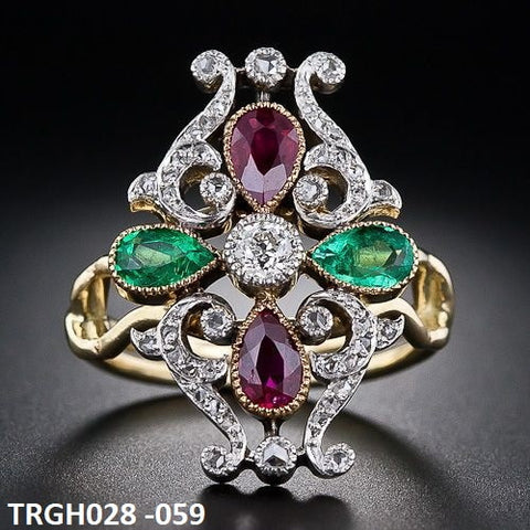TRGH028 CSH Pear Victoria Flower Ring - TRGH
