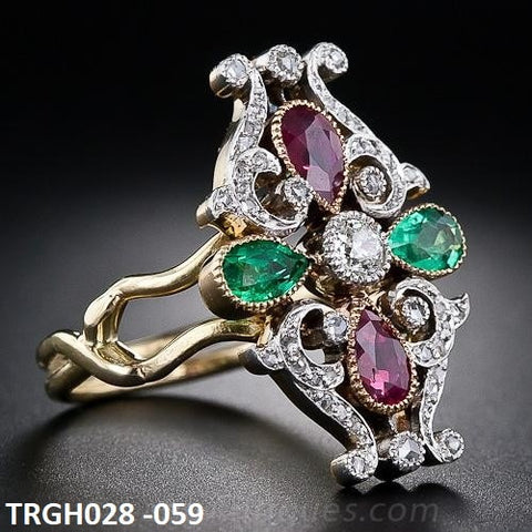 TRGH028 CSH Pear Victoria Flower Ring - TRGH