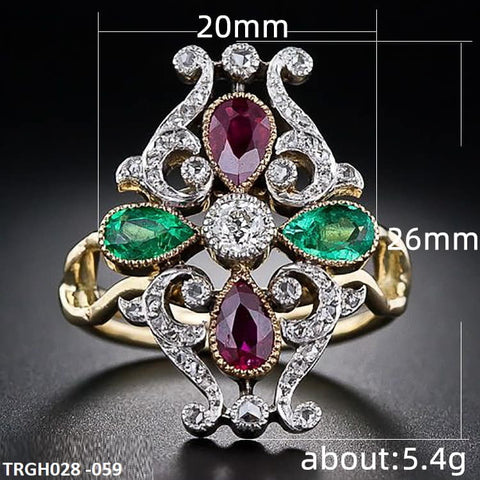 TRGH028 CSH Pear Victoria Flower Ring - TRGH