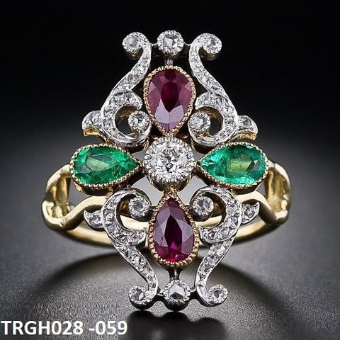 TRGH028 CSH Pear Victoria Flower Ring - TRGH