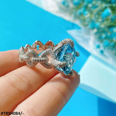 TRSH084 DNG Zigzag Square  Ring Adjustable - TRSH