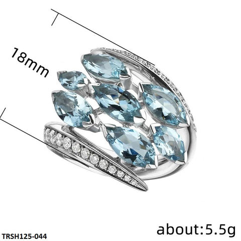 TRSH125 CSH Aqua Step Pear Ring - TRSH