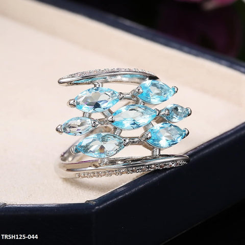 TRSH125 CSH Aqua Step Pear Ring - TRSH