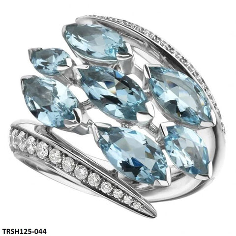 TRSH125 CSH Aqua Step Pear Ring - TRSH