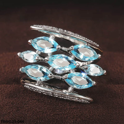 TRSH125 CSH Aqua Step Pear Ring - TRSH
