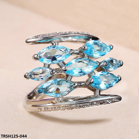 TRSH125 CSH Aqua Step Pear Ring - TRSH