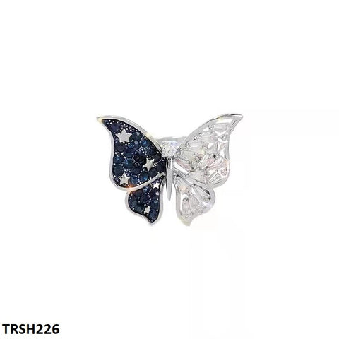 TRSH226 CJD White/Blue Butterfly Adjustable Ring - TRSH