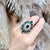 TRSH231 CJD Blue/Green Tear Cathedral Adjustable Ring - TRSH